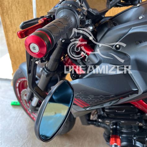 Red Reborn CNC Bar Ends Mirrors Compatible with Z650 Z1000 .